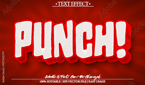 Red Punch Vector Text Effect Editable Alphabet Cartoon Amazed