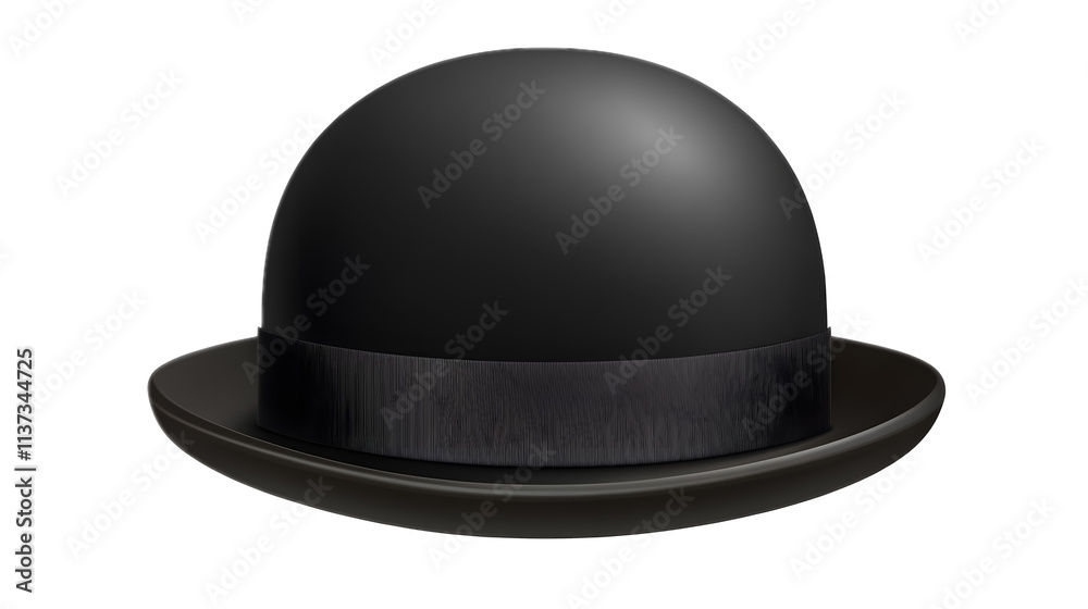 Black cap circular bowler hat isolated on a transparent background Black cap circular bowler hat isolated on a transparent background