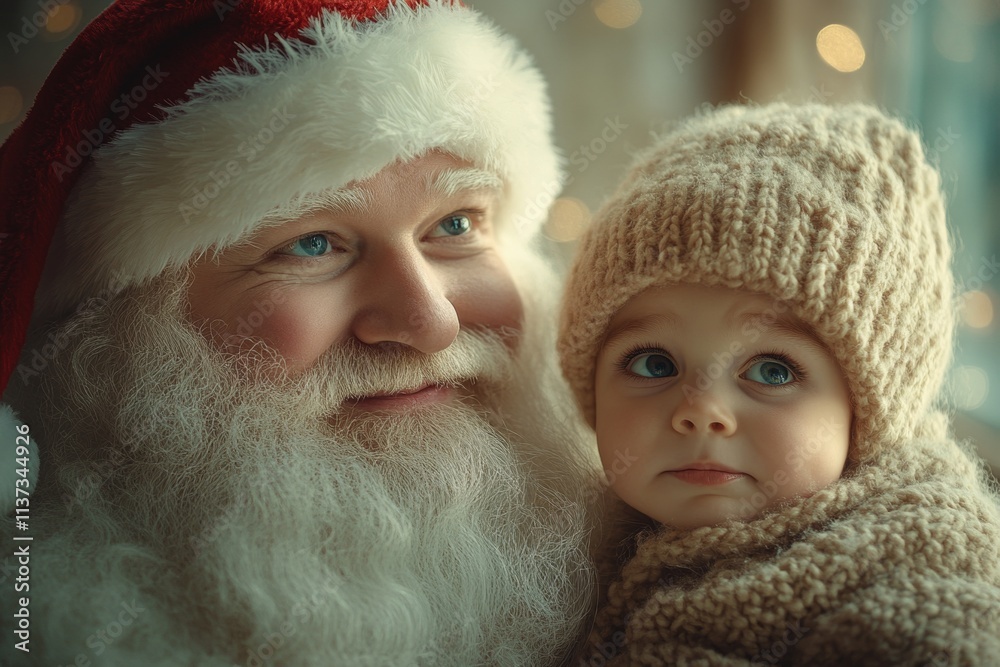 Noel ad visual design snapshot for advertisement and online banner use. Happy christmas, Ñute child boy bawling with santa claus. Festive lights advertising. Holiday event photos. Noel ad visual design snapshot for advertisement and online banner use. Happy christmas, Ñute child boy bawling with santa claus. Festive lights advertising. Holiday event photos.