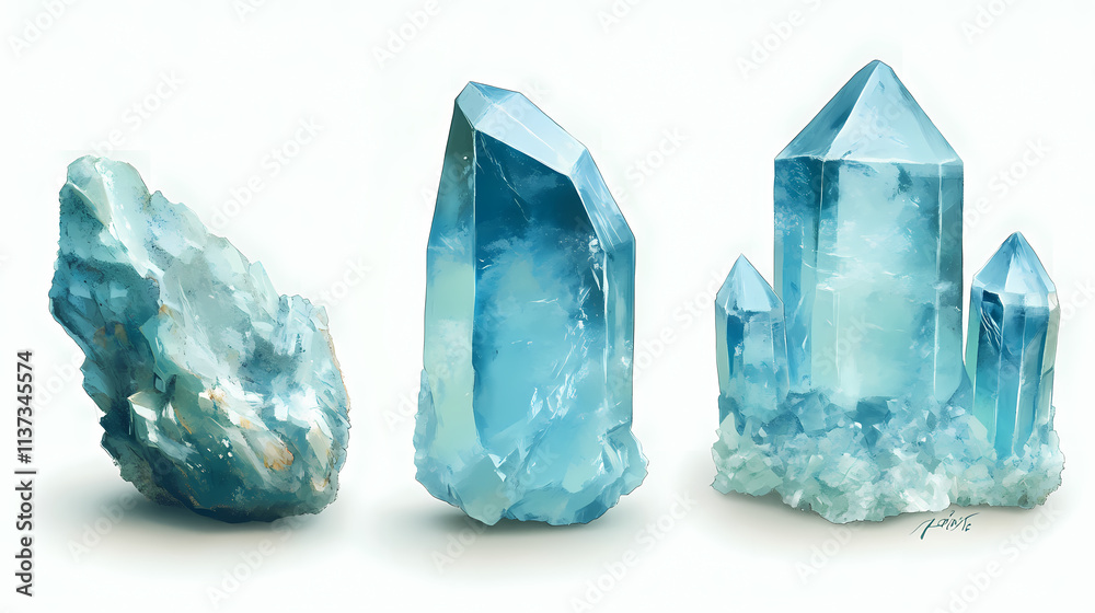 Fototapeta premium Aquamarine. Beryl. Illustration