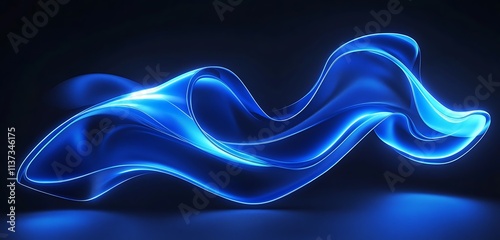 Cobalt blue flowing neon lights creating a futuristic abstract design