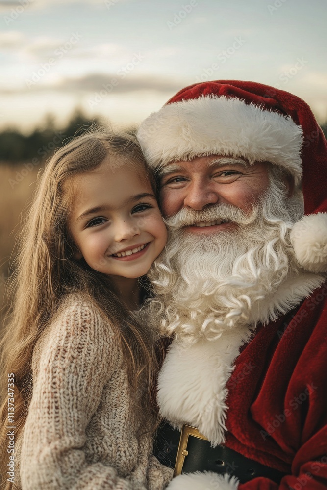 Happy festive season, Ñute child girl pleased with santa claus. Christmas ad campaign idea artwork for media and online use. Winter cheer promotions. Xmas festive banners. Merry xmas banners. Happy festive season, Ñute child girl pleased with santa claus. Christmas ad campaign idea artwork for media and online use. Winter cheer promotions. Xmas festive banners. Merry xmas banners.