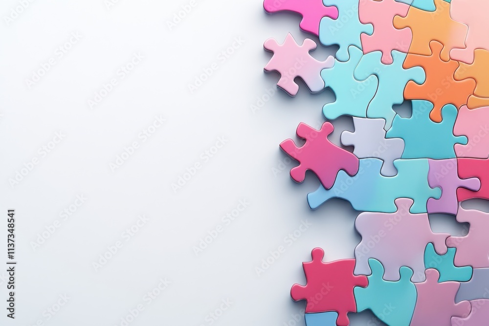 Colorful jigsaw puzzle pieces on white