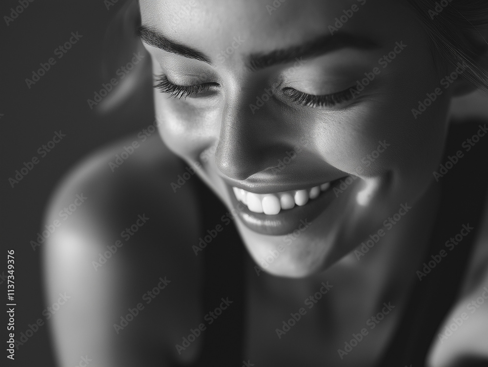 Monochrome fitness transformation, close-up of smiling person post-workout, minimalist, contrast in energy levels, high-contrast black and white, retro fitness wear Monochrome fitness transformation, close-up of smiling person post-workout, minimalist, contrast in energy levels, high-contrast black and white, retro fitness wear