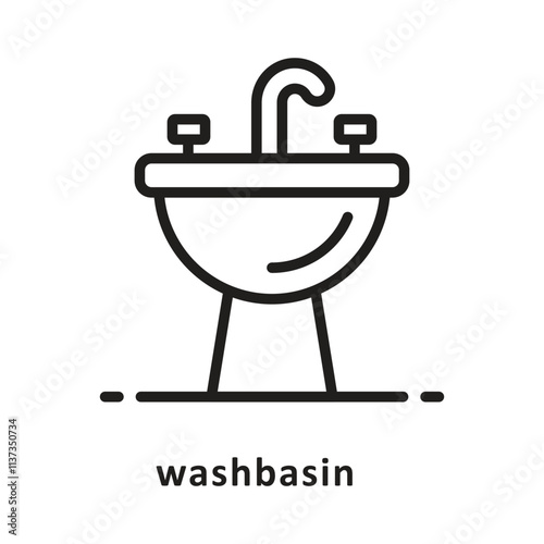 washbasin Vector Outline Icon. Eps 10 File