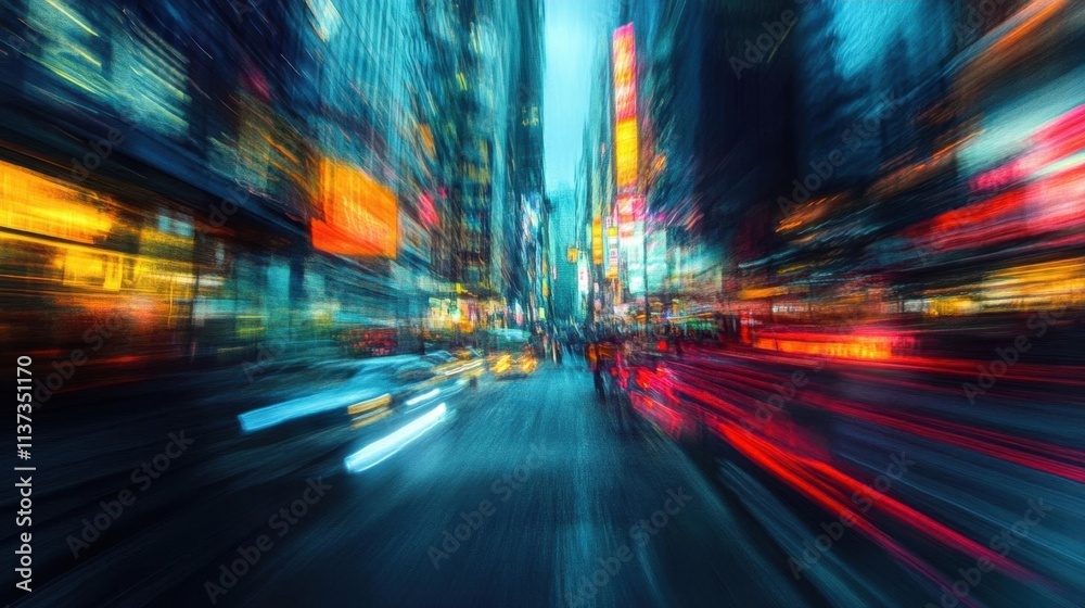 A vibrant city scene with blurred lights and movement, capturing urban energy. A vibrant city scene with blurred lights and movement, capturing urban energy.