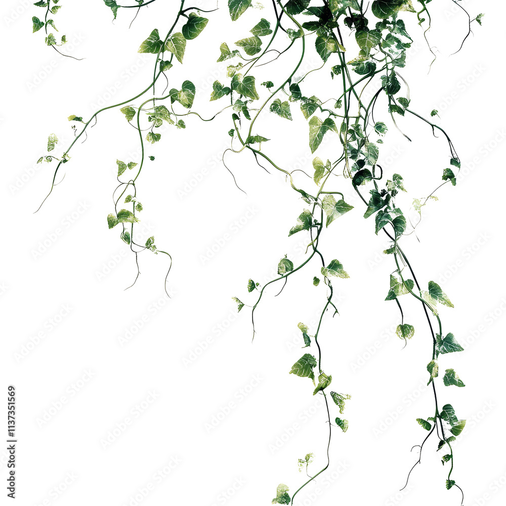 Lush green jungle vines cascading against a clean transparent background full of natural beauty and organic growth, Messy Jungle Vines on transparent background Lush green jungle vines cascading against a clean transparent background full of natural beauty and organic growth, Messy Jungle Vines on transparent background