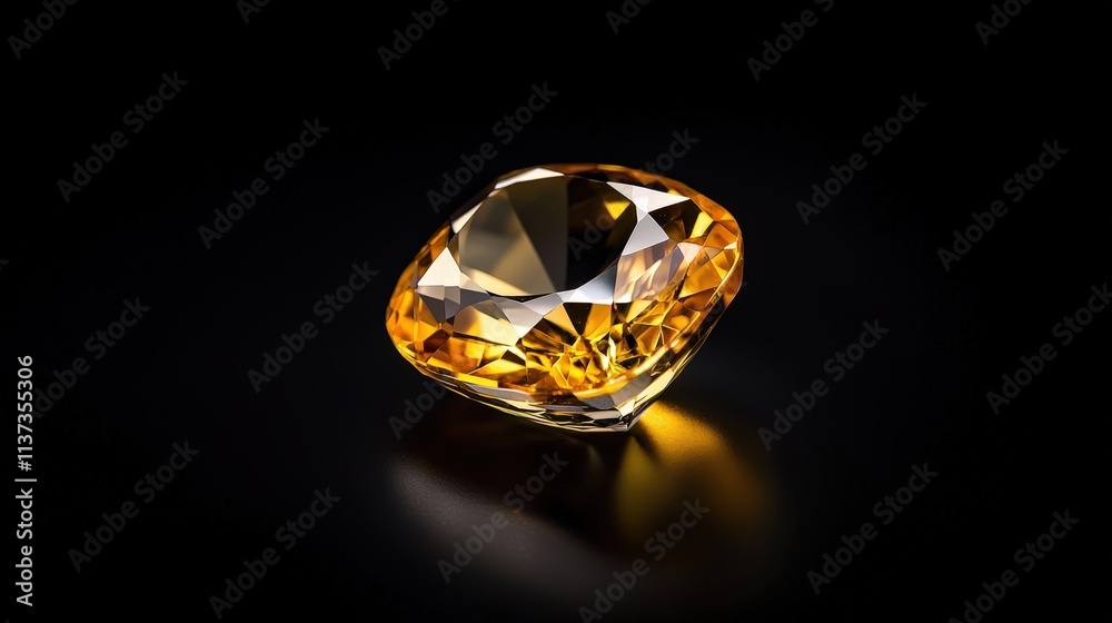 Citrine Yellow A fiery yellow citrine gemstone in a cushion cut, contrasting with a black background. Citrine Yellow A fiery yellow citrine gemstone in a cushion cut, contrasting with a black background.