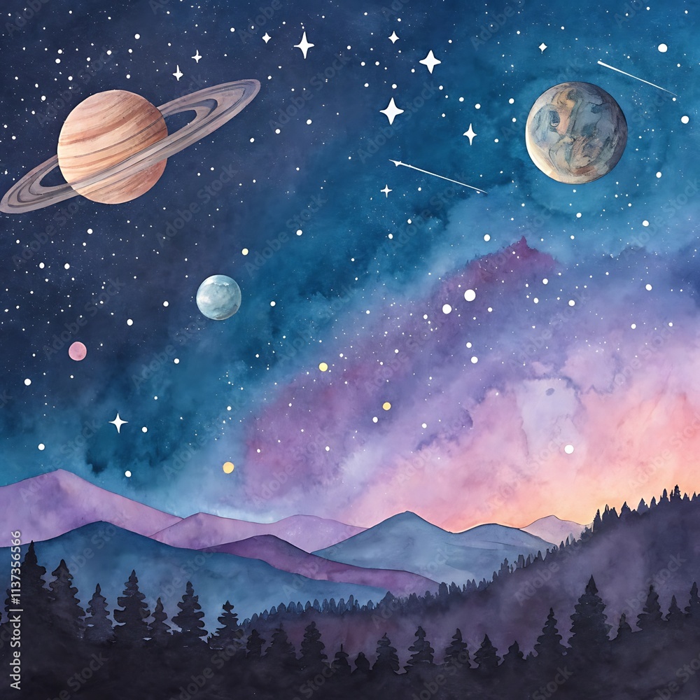 Naklejka premium Space painting for canvas