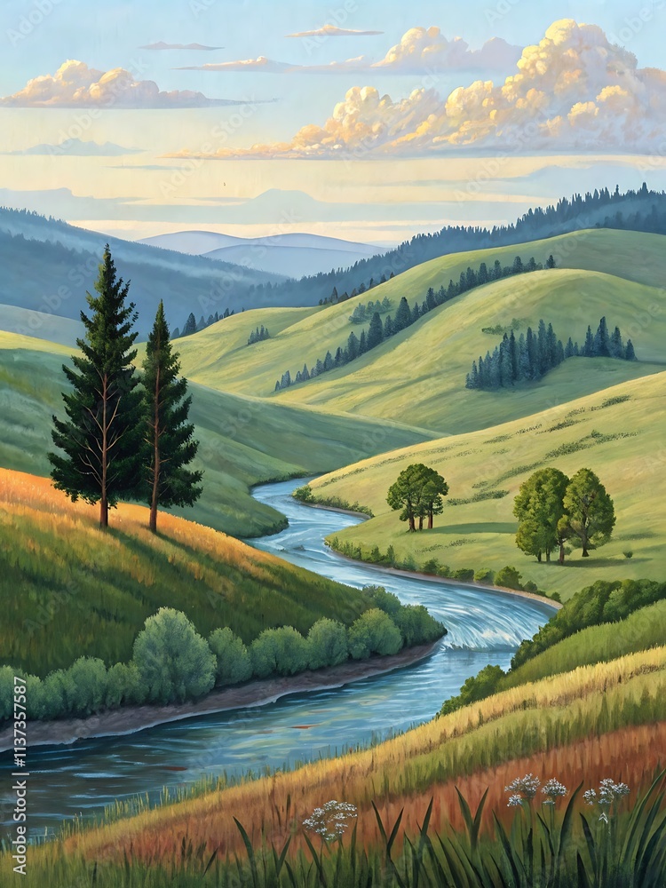 landscape illustration for canvas painting 