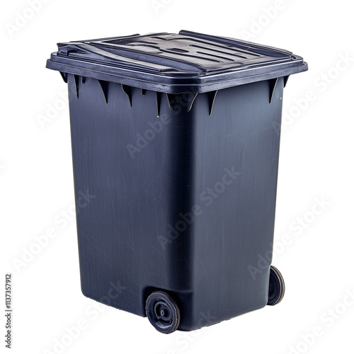 Black rubbish recycling garbage bin isolated on white background