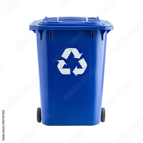Blue garbage bin isolated on transparent background