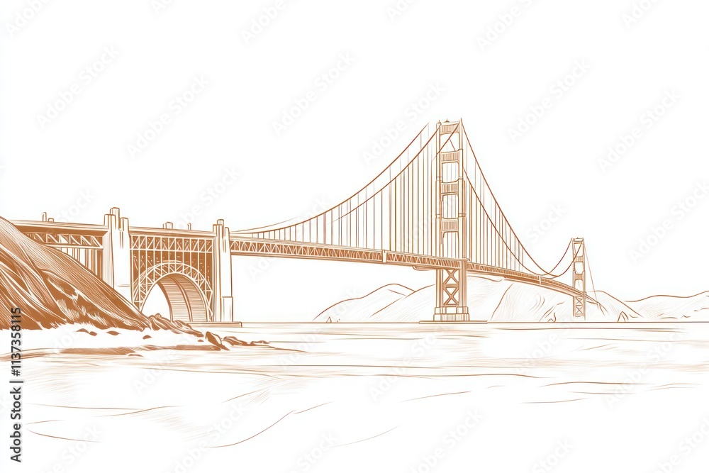 Fototapeta premium Golden Gate Bridge Sketch