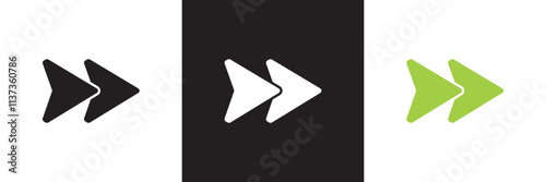 Fast forward icon. Vector illustration. isolated on white and black background. EPS 10