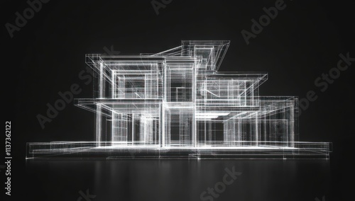 Wallpaper Mural Wireframe of a Modern House Design Torontodigital.ca