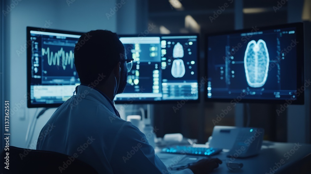 A healthcare professional utilizing connected medical devices and telemedicine technology to remotely track a patient's vital signs and monitor their progress A healthcare professional utilizing connected medical devices and telemedicine technology to remotely track a patient's vital signs and monitor their progress