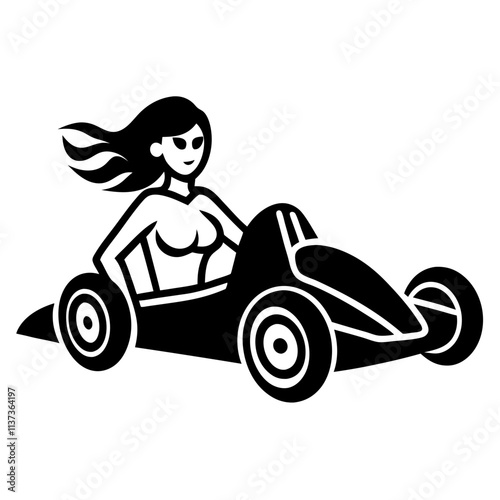 cartoon child on the racing car