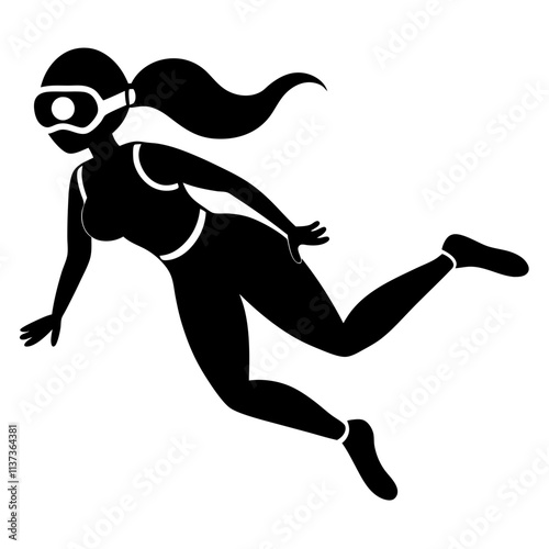 silhouette of a person playing scuba diving jumping