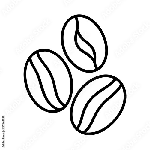 coffee beans icon, coffee day line art, coffee day icon - simple black line art icon of coffee beans, symbolizing coffee day celebrations. coffee day vector art.