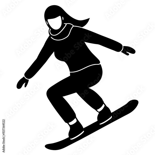 black snowboarder silhouette, snowboarding action clip art preview
