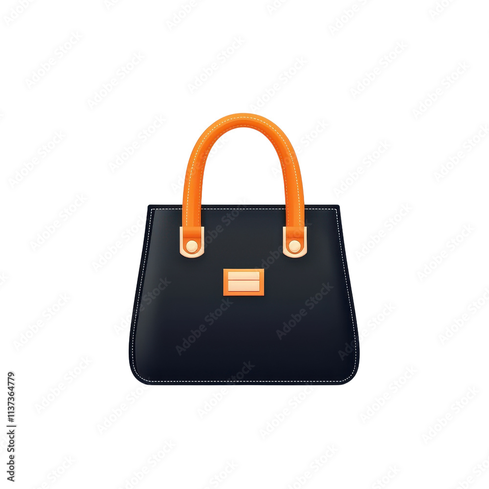 Flat style illustration of a women handbag, minimalistic design, vibrant colors. PNG Flat style illustration of a women handbag, minimalistic design, vibrant colors. PNG