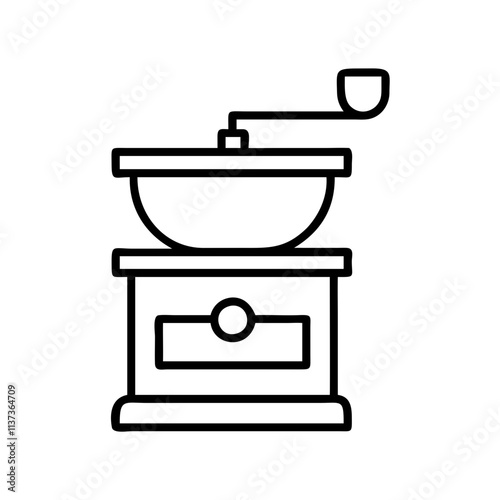 coffee grinder icon, coffee day line art, coffee day icon - simple black line art icon of coffee grinder, symbolizing coffee day celebrations. coffee day vector art.