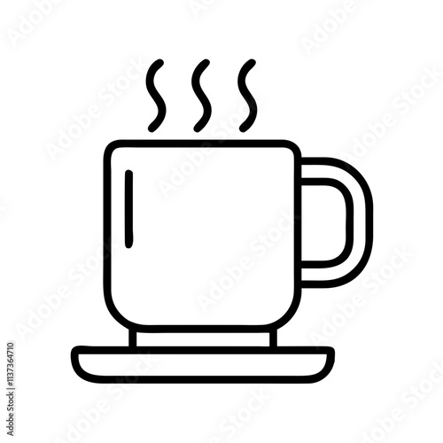 coffee mug warmer icon, coffee day line art, coffee day icon - simple black line art icon of coffee mug warmer, symbolizing coffee day celebrations. coffee day vector art.