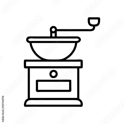 coffee grinder icon, coffee day line art, coffee day icon - simple black line art icon of coffee grinder, symbolizing coffee day celebrations. coffee day vector art.
