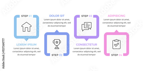 Minimal infographic template with four options or steps with place for icons and text, vector eps10 illustration