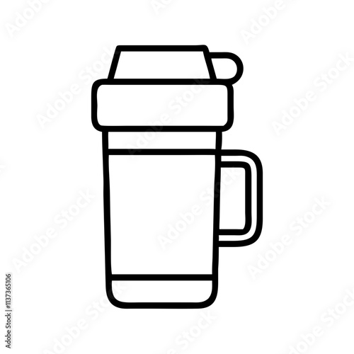 coffee thermos icon, coffee day line art, coffee day icon - simple black line art icon of coffee thermos, symbolizing coffee day celebrations. coffee day vector art.