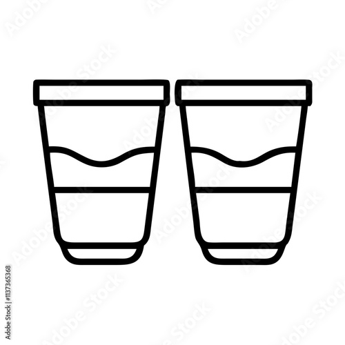 double shot of espresso icon, coffee day line art, coffee day icon - simple black line art icon of double shot of espresso, symbolizing coffee day celebrations. coffee day vector art.