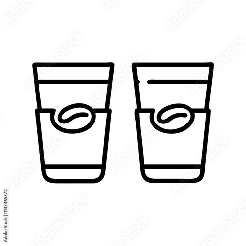 double shot of espresso icon, coffee day line art, coffee day icon - simple black line art icon of double shot of espresso, symbolizing coffee day celebrations. coffee day vector art.