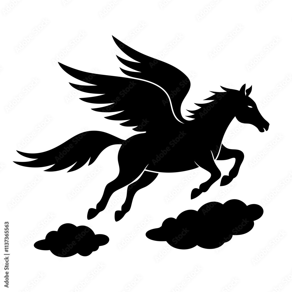 Fototapeta premium silhouette of a horse flying