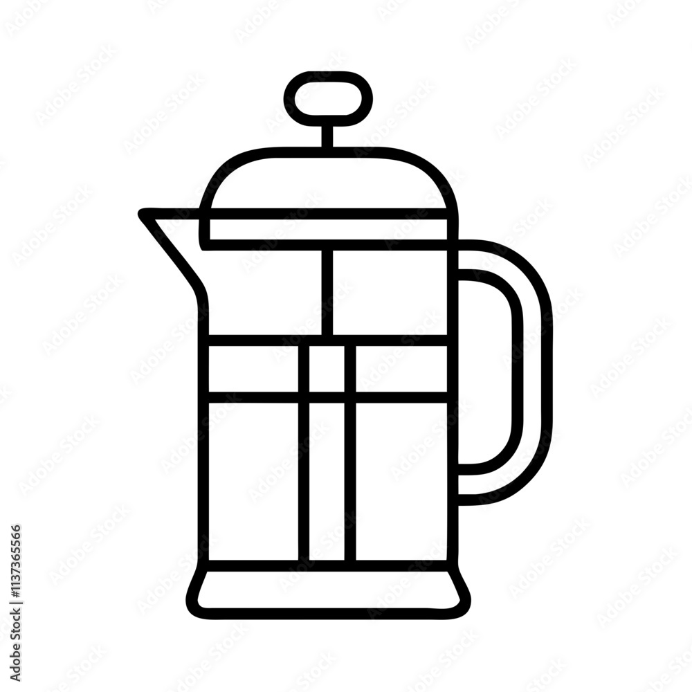 french press icon, coffee day line art, coffee day icon - simple black line art icon of french press, symbolizing coffee day celebrations. coffee day vector art. french press icon, coffee day line art, coffee day icon - simple black line art icon of french press, symbolizing coffee day celebrations. coffee day vector art.