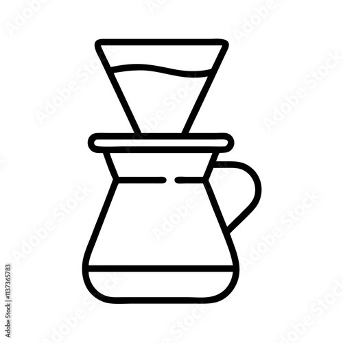 pour over coffee icon, coffee day line art, coffee day icon - simple black line art icon of pour over coffee, symbolizing coffee day celebrations. coffee day vector art.