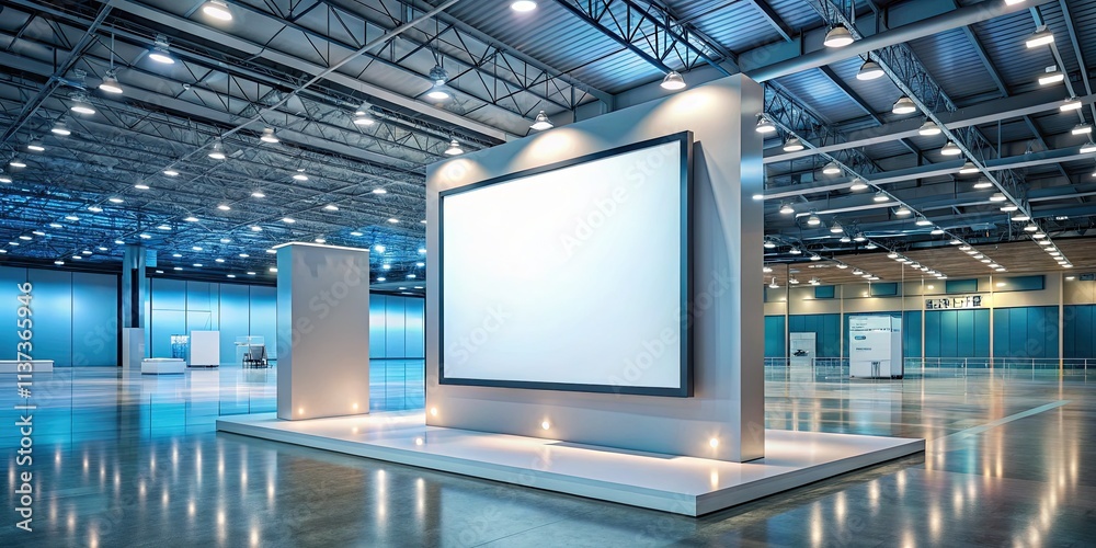 Fototapeta premium Showcase your design! High-resolution 3D render of a blank LCD trade show display stand, ready for your branding.