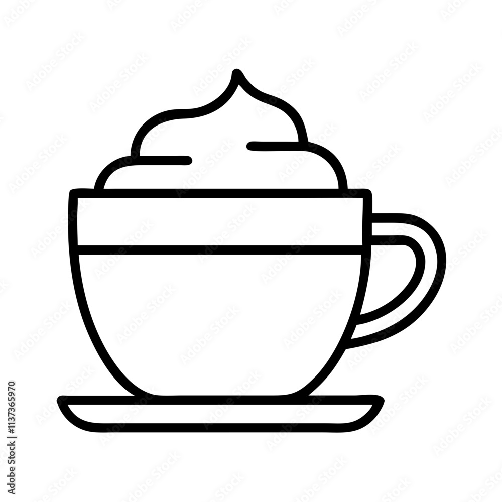 cappuccino cup icon, coffee day line art, coffee day icon - simple black line art icon of cappuccino cup, symbolizing coffee day celebrations. coffee day vector art. cappuccino cup icon, coffee day line art, coffee day icon - simple black line art icon of cappuccino cup, symbolizing coffee day celebrations. coffee day vector art.