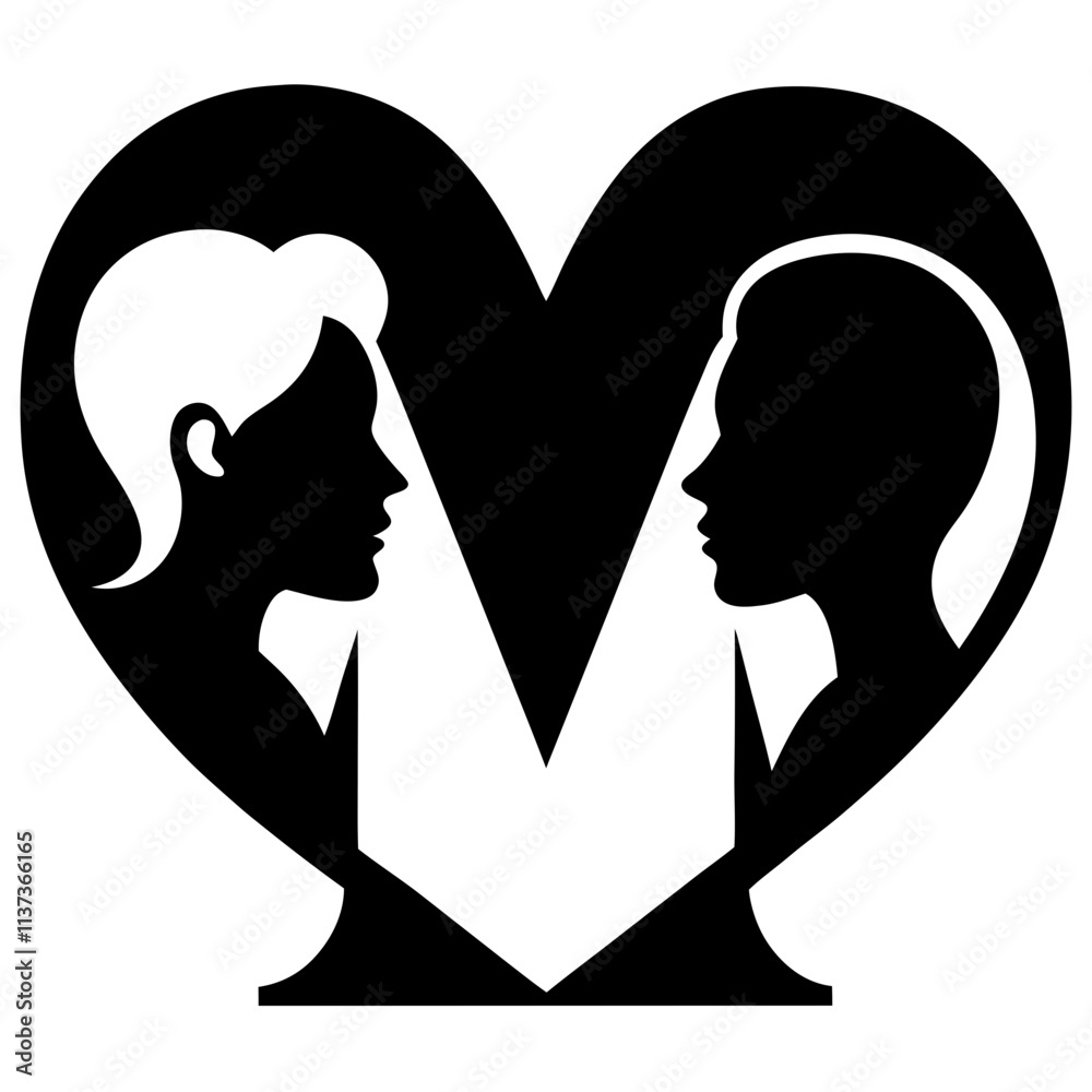 silhouette of a couple with heart