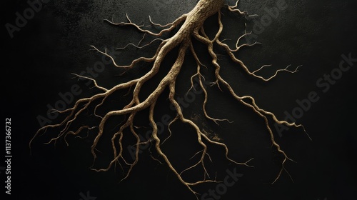 Explore the Intricate Network of 215 Isolated Roots. Nature and Growth Concept