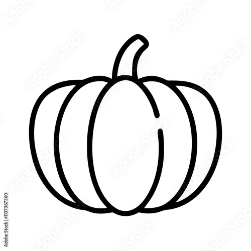 pumpkin icon, vegetarian day line art, vegetarian icon - simple black line art icon of pumpkin, or vegetarian day celebrations. vegetarian day vector art. photo