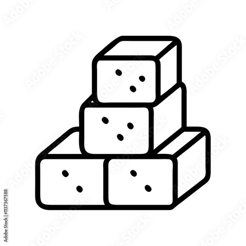 tofu cubes icon, vegetarian day line art, vegetarian icon - simple black line art icon of tofu cubes, or vegetarian day celebrations. vegetarian day vector art.