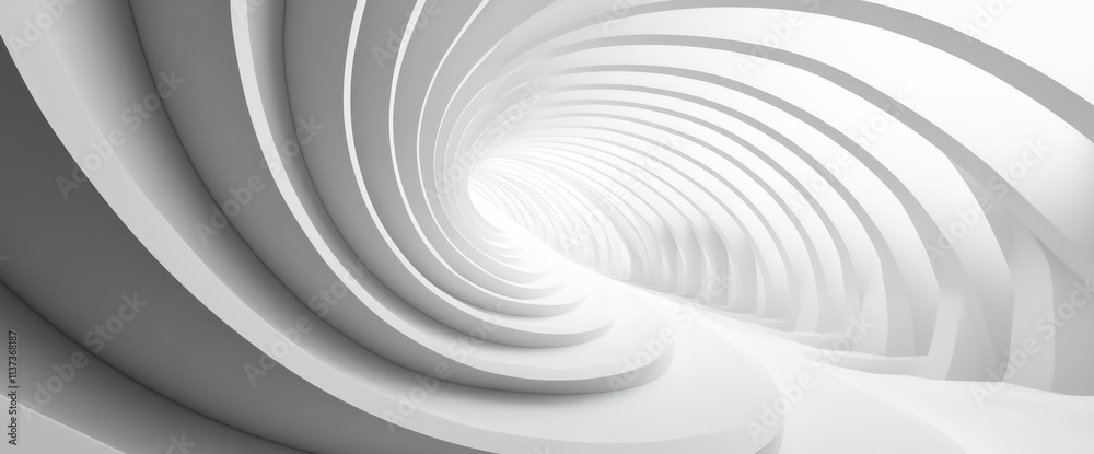 Abstract White Architecture with a Spiraling Tunnel Abstract White Architecture with a Spiraling Tunnel