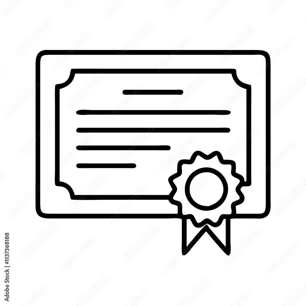 certificate of appreciation icon, teachers’ day line art, teachers day icon - simple black line art icon of certificate of appreciation, for teachers’ day celebrations. teachers day vector art.