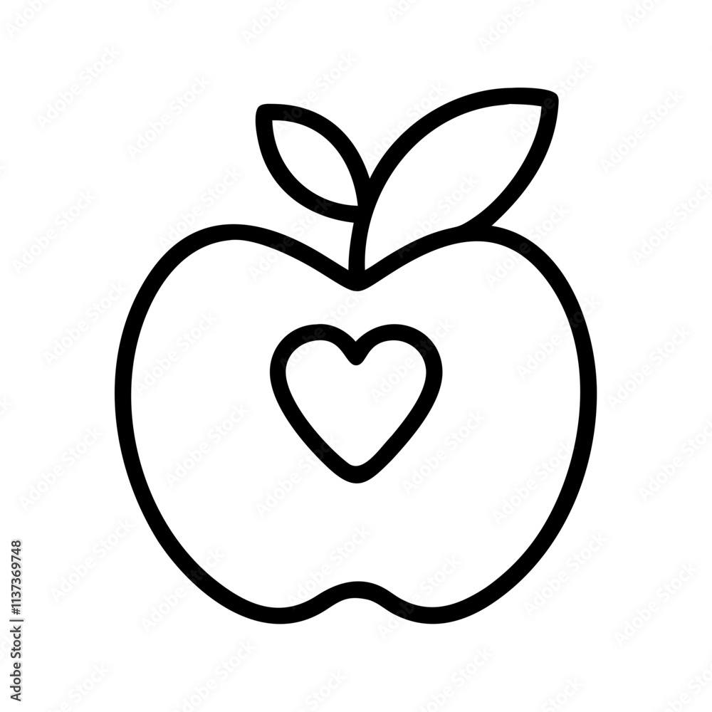 apple with a heart icon, teachers’ day line art, teachers day icon - simple black line art icon of apple with a heart, for teachers’ day celebrations. teachers day vector art. apple with a heart icon, teachers’ day line art, teachers day icon - simple black line art icon of apple with a heart, for teachers’ day celebrations. teachers day vector art.