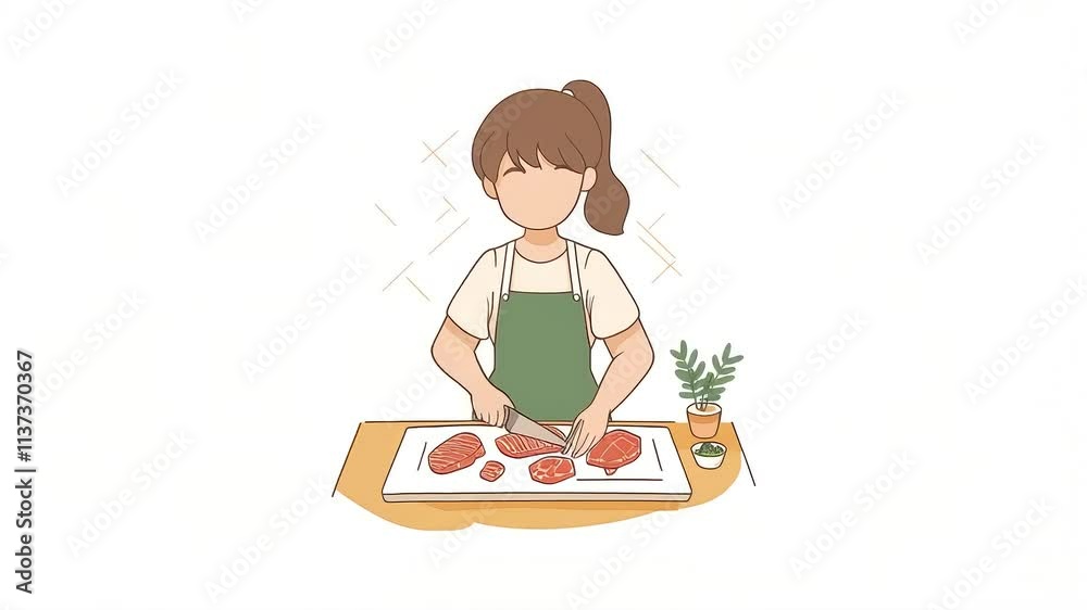 Young Girl Preparing Healthy Food in Kitchen Young Girl Preparing Healthy Food in Kitchen
