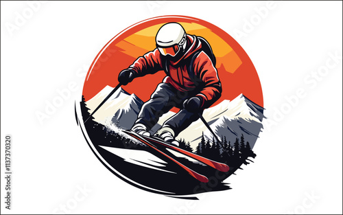 Vector set Silhouette of a skier in winter Ski silhouette isolated vector design eps 