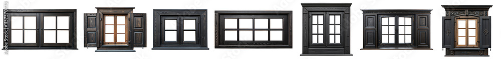 Real modern windows set isolated on a white background, various office frontstore frames collection for design, exterior building aluminum facade element.PNG file, clipping path .
Real modern windows set isolated on a white background, various office frontstore frames collection for design, exterior building aluminum facade element.PNG file, clipping path .