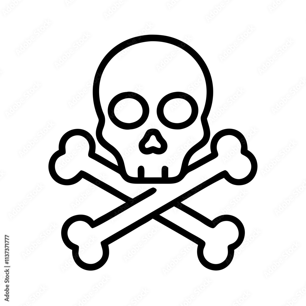 skull and crossbones icon, halloween line art, halloween icon - simple black line art icon of skull and crossbones, symbolizing topic celebrations. topic vector art. skull and crossbones icon, halloween line art, halloween icon - simple black line art icon of skull and crossbones, symbolizing topic celebrations. topic vector art.