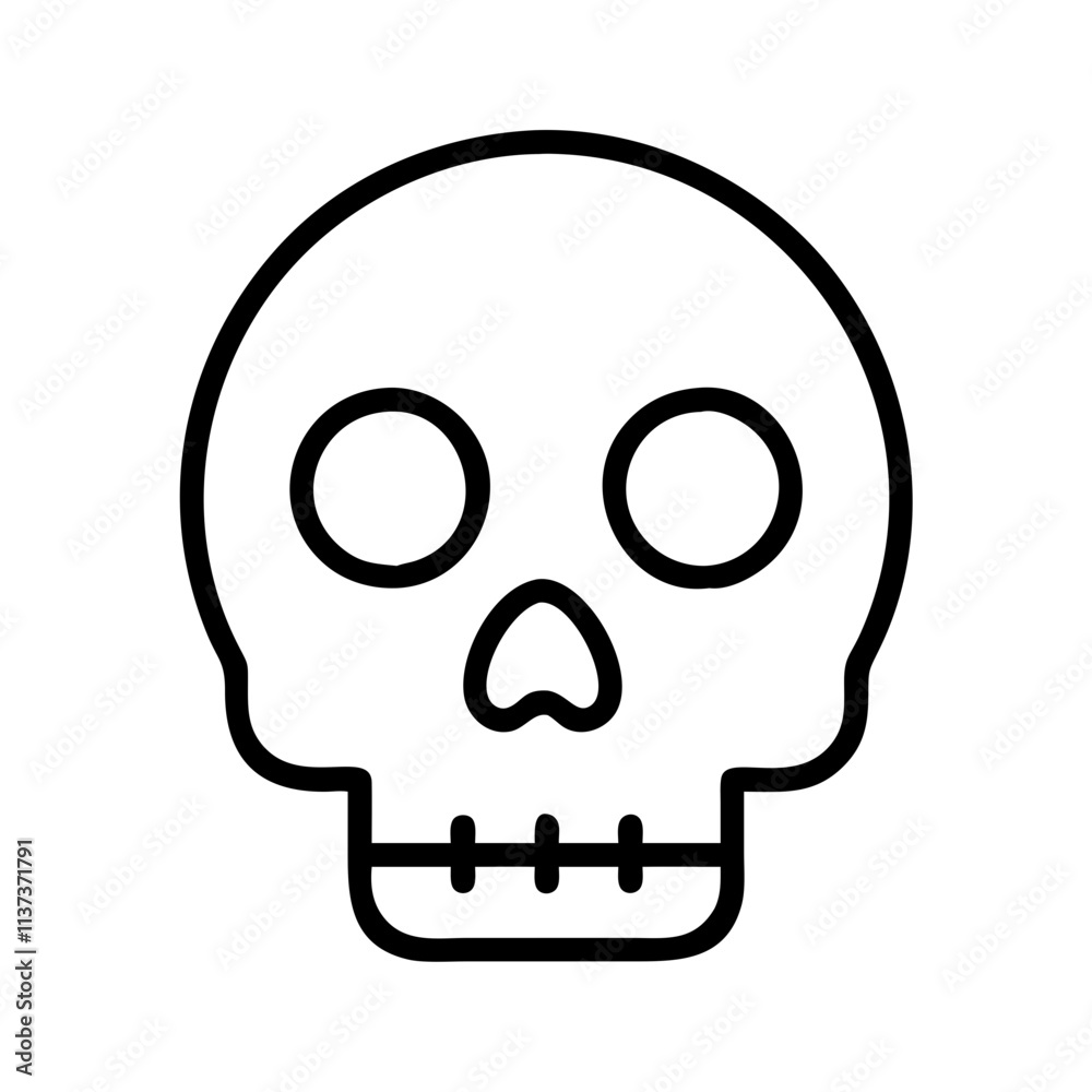 skull icon, halloween line art, halloween icon - simple black line art icon of skull, symbolizing topic celebrations. topic vector art.