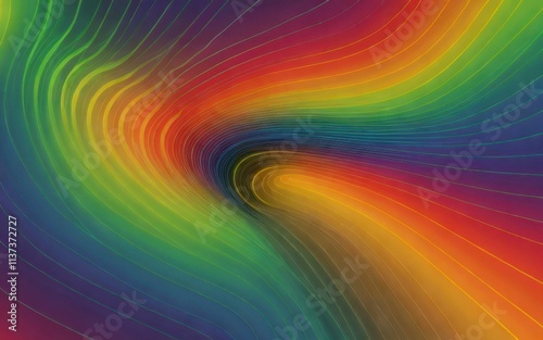 A vibrant, swirling abstract design featuring a spectrum of rainbow colors.